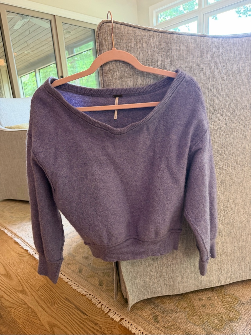 Free People Lavender Scoop Neck Sweater